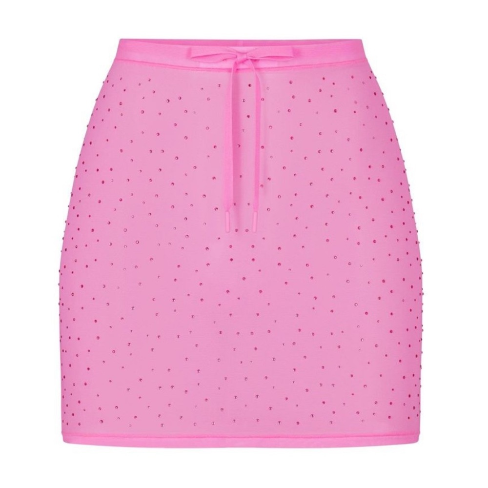 Sw5. Skims mesh rhinestone coverup mini skirt nwt Taffy pink size 4x 💖nwt